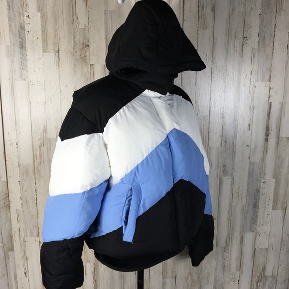 TopShop Colorblock Puffer Jacket Stripe Coat NWT - Picture 6 of 7
